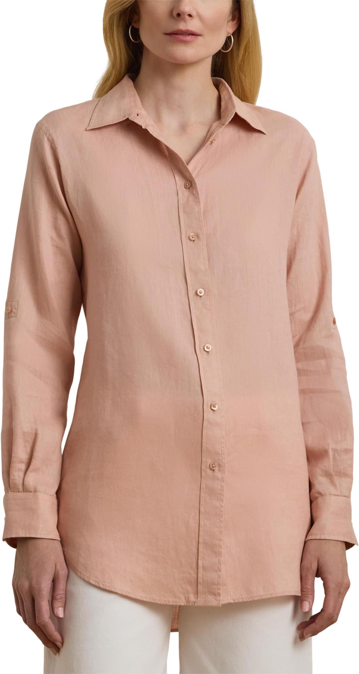 

Рубашка Lauren Ralph Lauren Relaxed Fit Linen Shirt, цвет Sunrise Blush