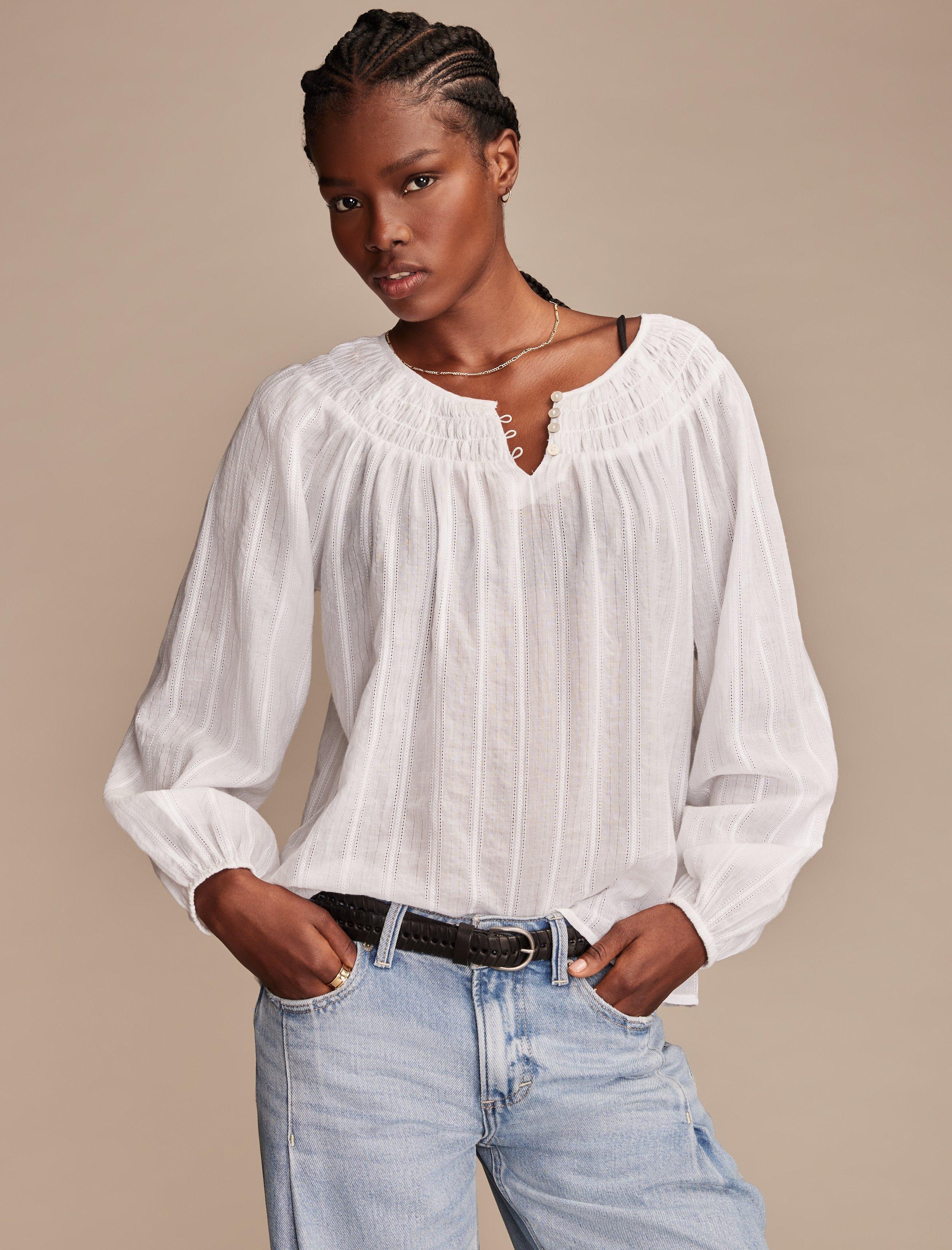 

Женская легкая блузка со сборками Lucky Brand, белый
