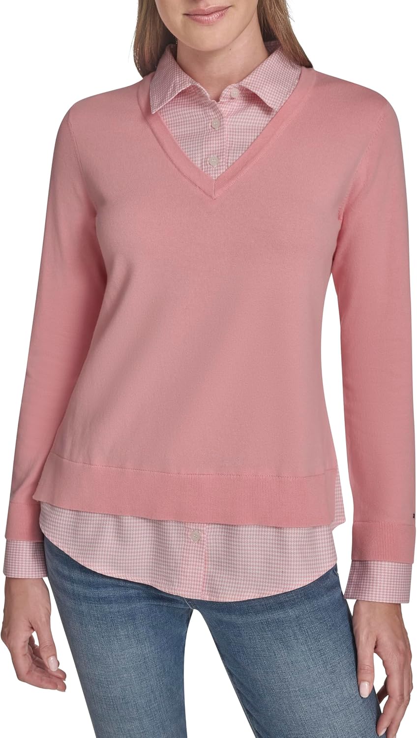 

Женский свитер Tommy Hilfiger с длинным рукавом и воротником на пуговицах, English Rose Multi