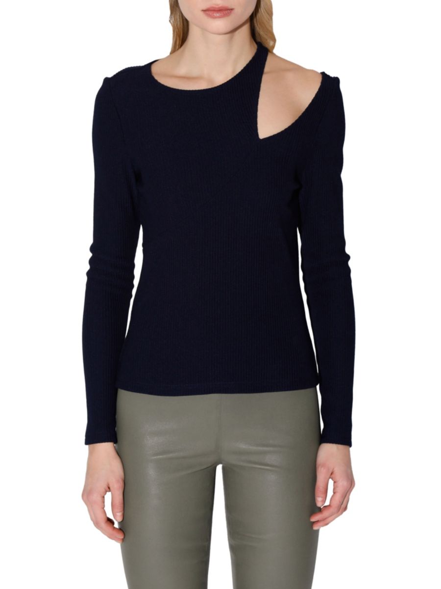 

Топ Kailee из трикотажного ребра с вырезом Walter Baker, темно-синий