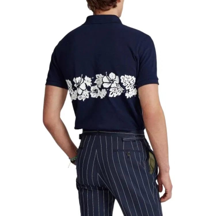Поло Polo Ralph Lauren Custom Slim Fit мужское, Marine Blue — фото 4