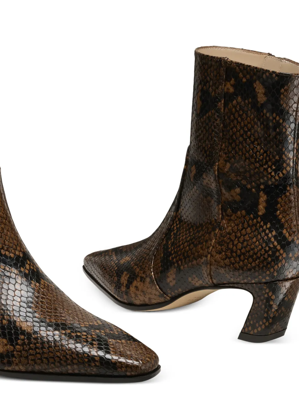 Ботинки Stassi с эффектом змеиной кожи, каблук 50 мм Stuart Weitzman, коричневый — фото 4
