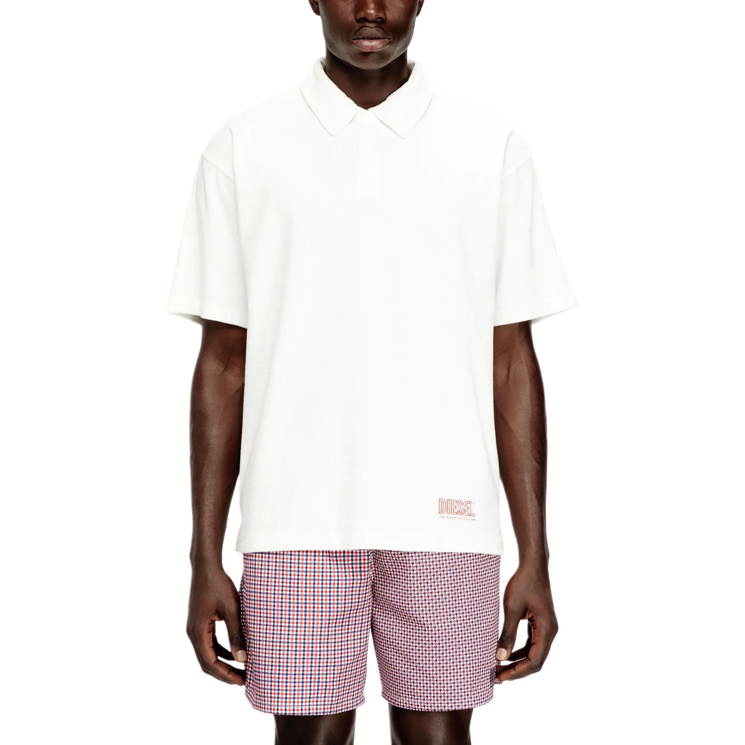 DIESEL Polo Shirt Men's White Polo Collar Moderate Straight Fit — фото 4
