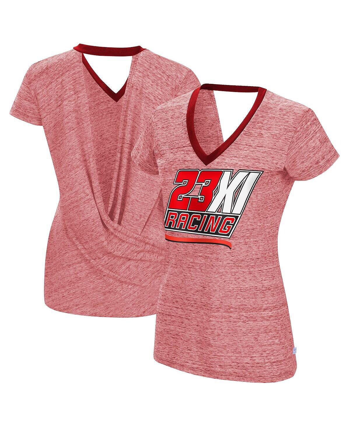 

Женская футболка Heather Red 23XI Racing Halftime с запахом на спине Touch