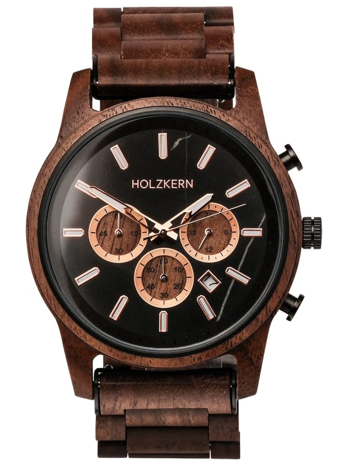 

Holzkern Мужские кварцевые часы-хронограф, цвет Bushwork Walnut/Marble Black/Brown