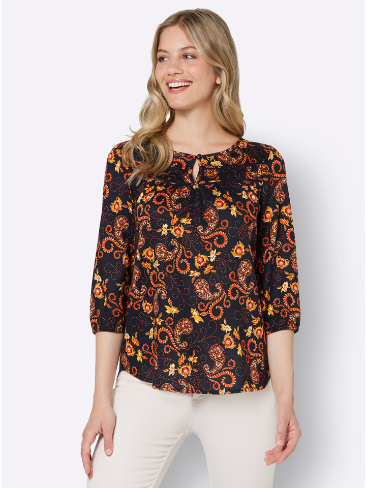 

Блузка без застежки с принтом черного и охристого цветов WITT WEIDEN