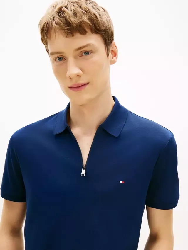 Хлопковая трикотажная рубашка-поло стандартного кроя из хлопка Tommy Hilfiger, Dark Blue — фото 4