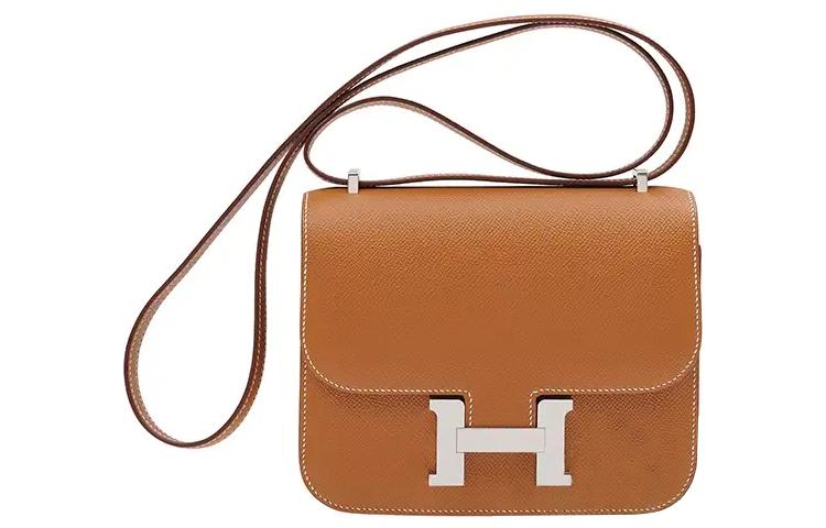 

HERMES Сумка-мессенджер Constance Epsom Leather, женская, цвет: золотисто-коричневый