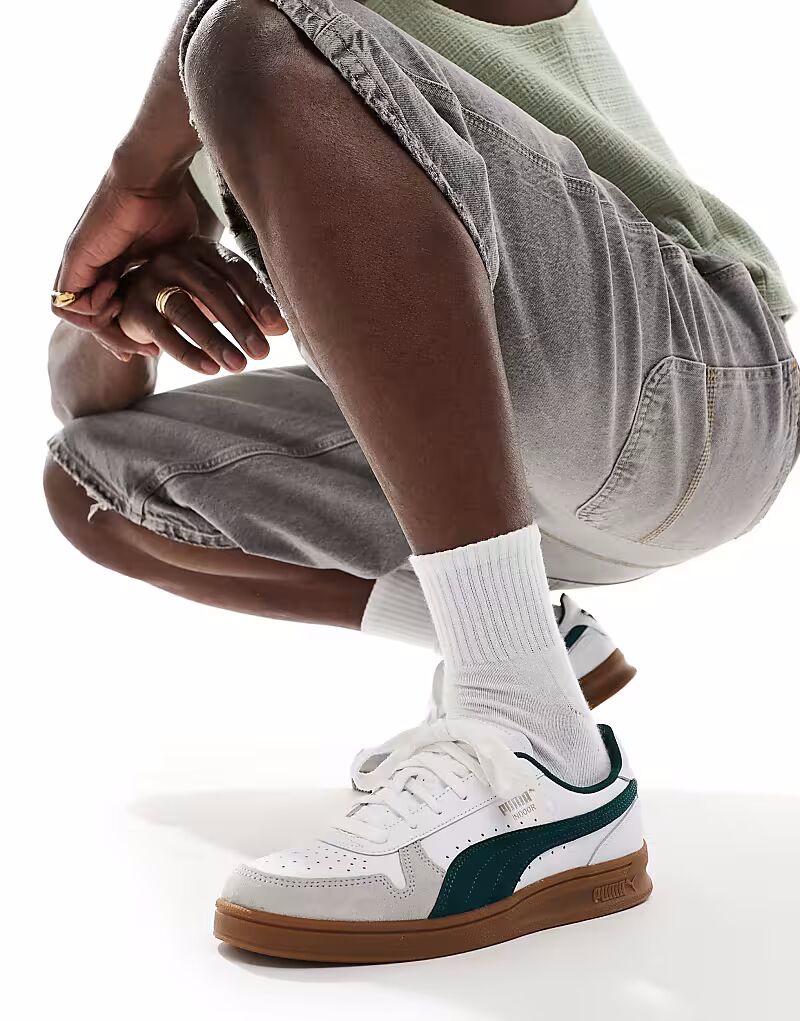 

Кроссовки Puma Indoor белого и зеленого цвета