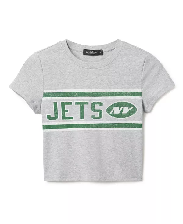 

Женская детская футболка с символикой команды New York Jets (НФЛ). Junk Food Clothing, серый