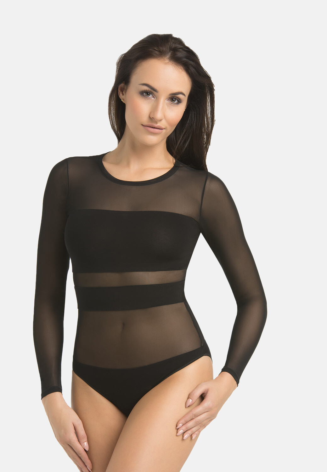 

Боди Teyli Langärmeliger Mesh suit für Frauen Stripy, черный