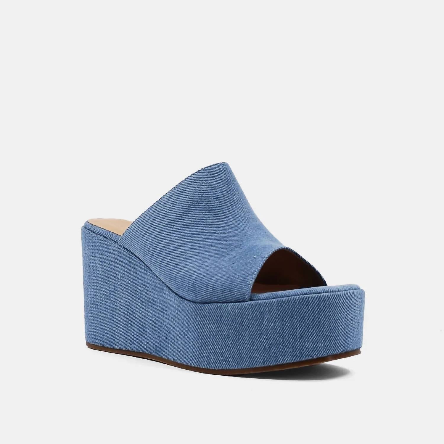 Женские джинсовые босоножки Ilaria на платформе в синем цвете SHU SHOP
