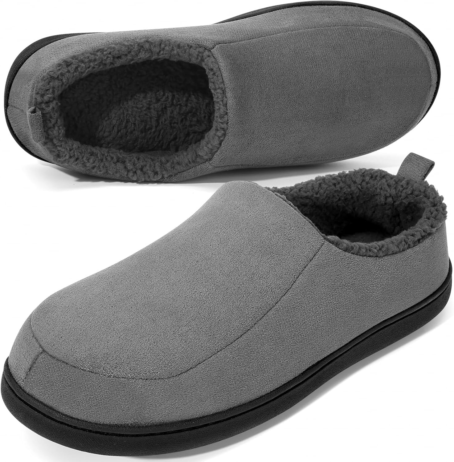 

Тапочки Anmerl для мужчин и женщин с эффектом памяти, зимние для дома и улицы, мокасины с теплой плюшевой подкладкой и нескользящей резиновой подошвой, серый