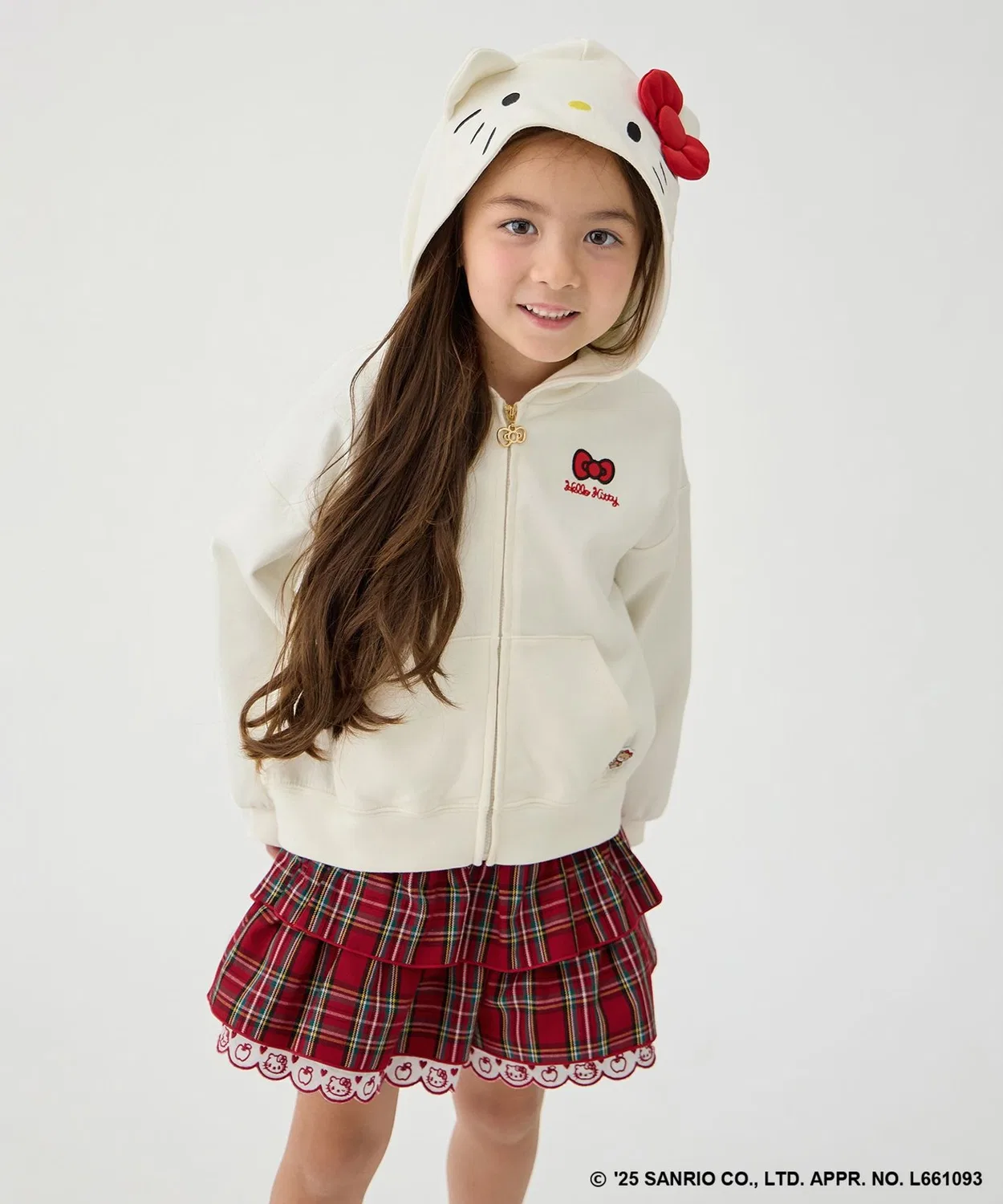Детская парка Hello Kitty × ANY KIDS с капюшоном-лицом и бантом, белый — фото 2
