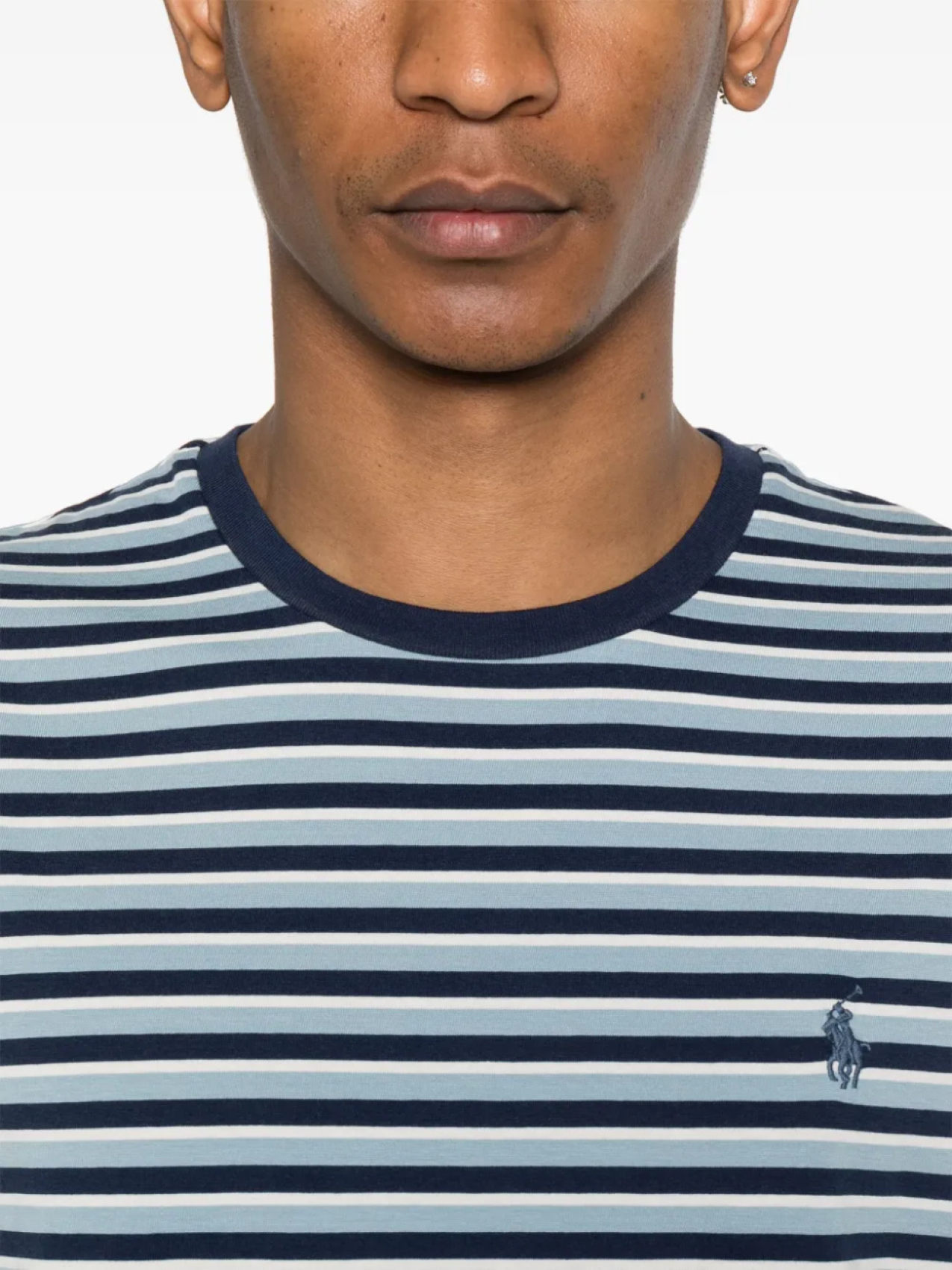Polo Ralph Lauren полосатая футболка из джерси, синий — фото 4