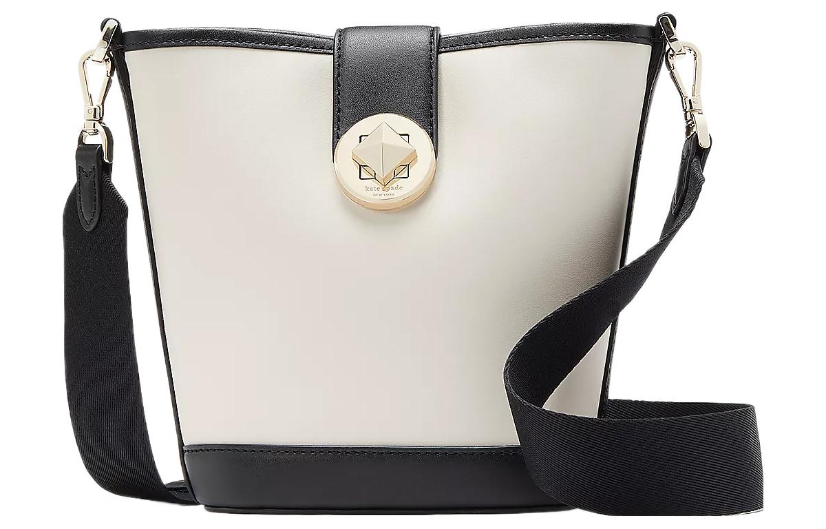 

Kate Spade Гладкая кожаная сумка-ведро, плечевая сумка, мини-кроссбоди для женщин белый и черный