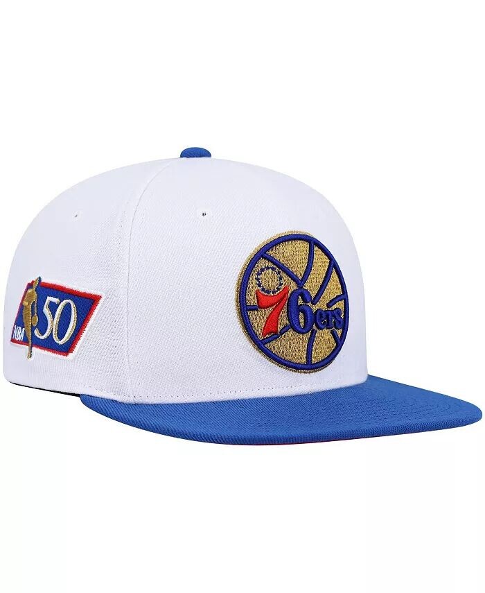 

Мужская белая и королевская кепка Snapback Philadelphia 76ers Hardwood Classics в честь 50-летия Mitchell & Ness, мультиколор