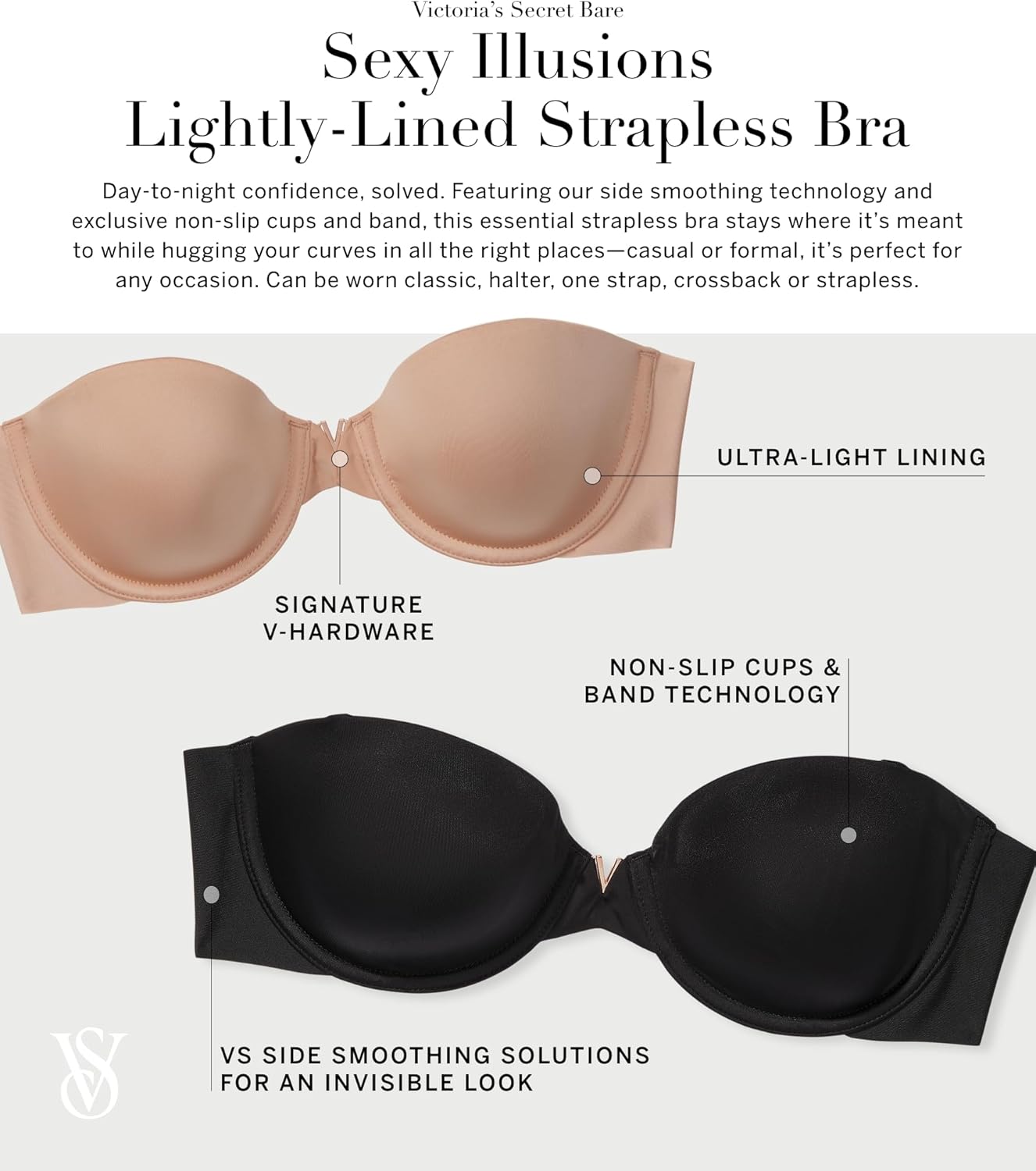 Victoria's Secret Женский бюстгальтер Bare Lightly Lined Strapless, Бюстгальтеры для женщин (32A-38DD), Praline — фото 4
