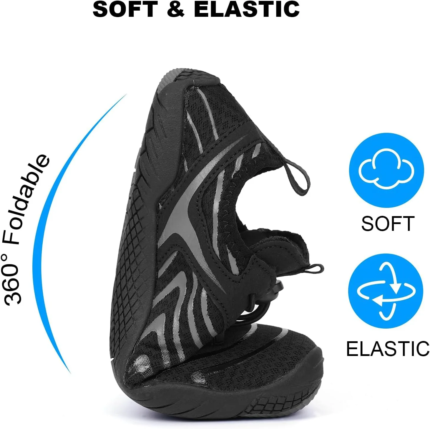 Обувь Footwear Pro Hike Barefoot для женщин и мужчин с широкой носочной частью, здоровая и нескользящая, дышащая, для босоногой ходьбы, пляжа, бассейна, плавания, серфинга, прогулок, походов и бега по тропам Generic, черный — фото 4