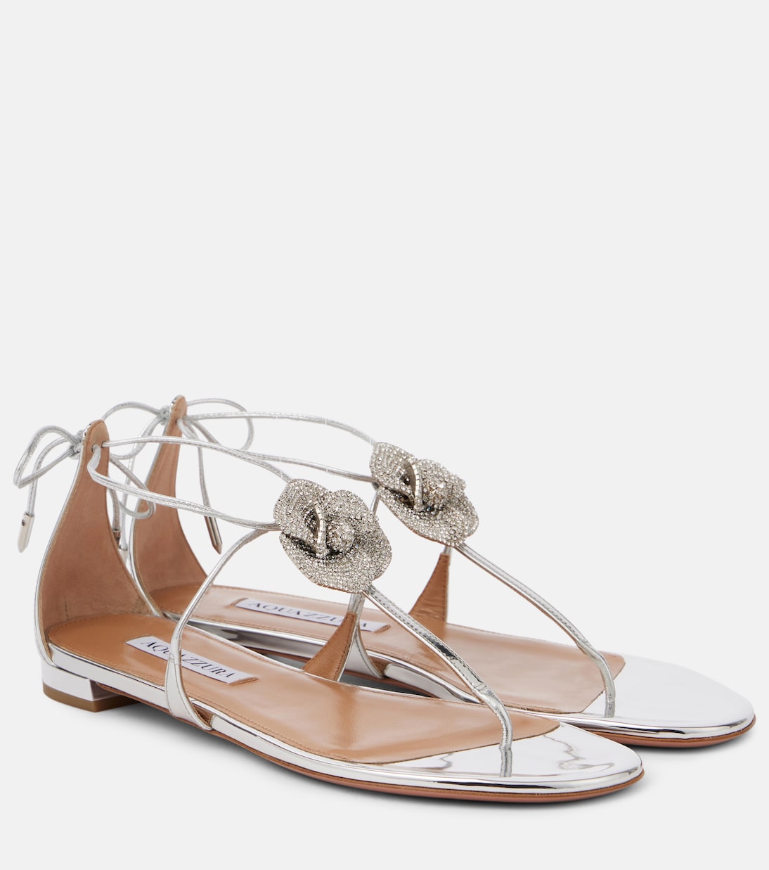 Сандалии из зеркальной кожи Crystal Orchid Aquazzura, серебряный