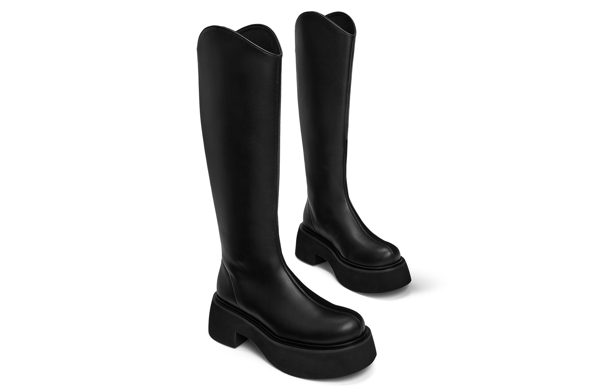 CHARLES&KEITH Чёрные женские ботинки Small CK до колена на каблуке 6,5 см, цвет Black — фото 3