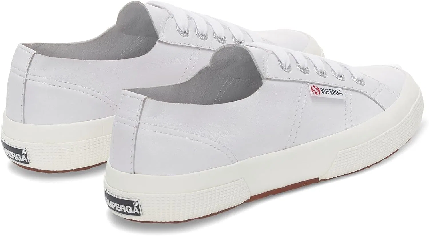 Superga - Женские кроссовки без подкладки из кожи наппа 2750, Optical White Silver Favorio — фото 3