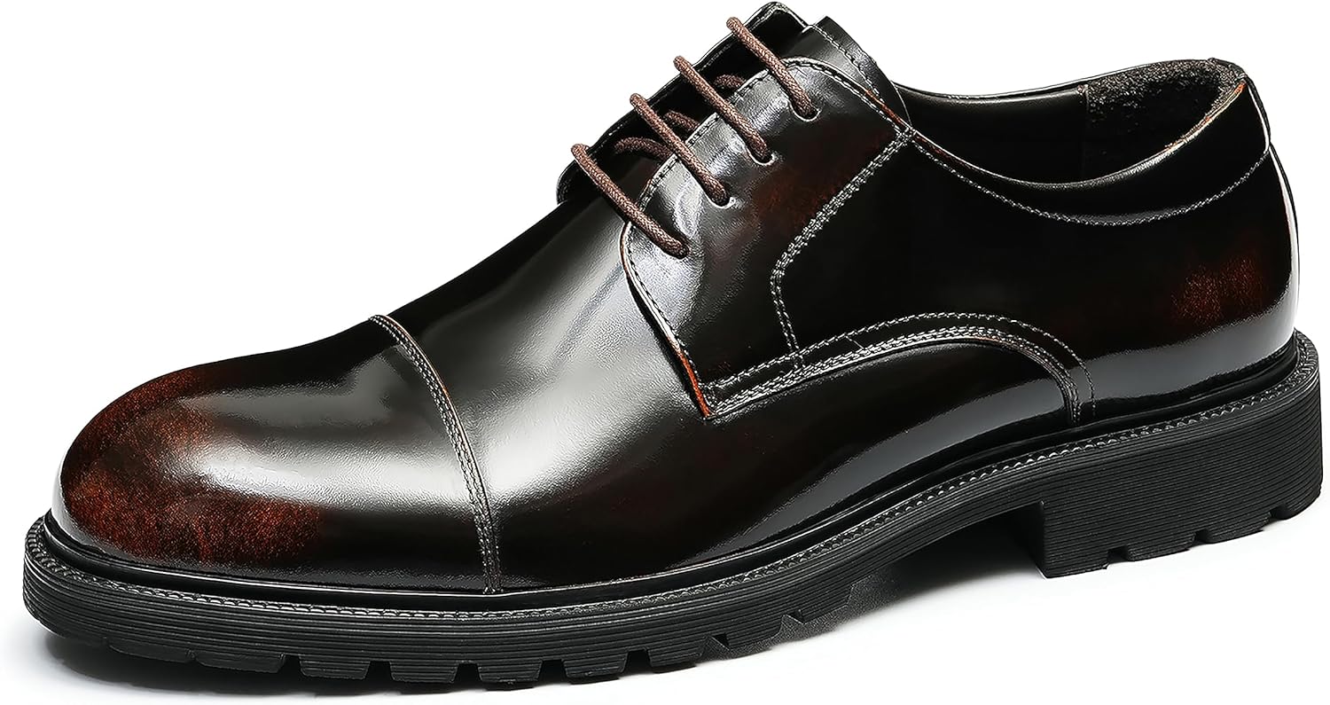 

Мужские туфли Santimon Oxfords из натуральной кожи с закрытым носком для вечеринки, свадьбы, бизнеса и повседневной моды, Coffee