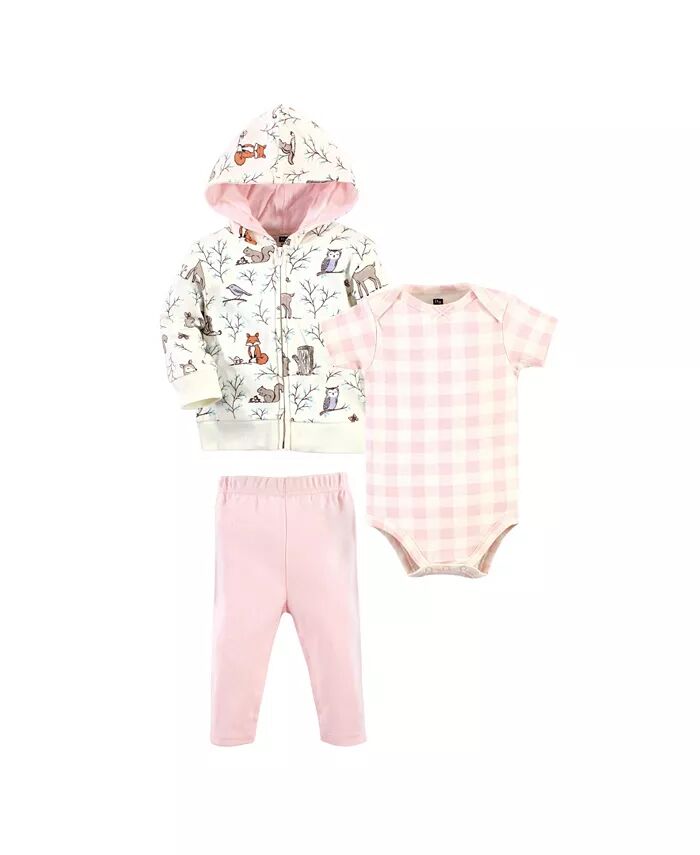 

Комплект из хлопковой толстовки с капюшоном, боди или футболки и брюк для маленьких девочек Hudson Baby