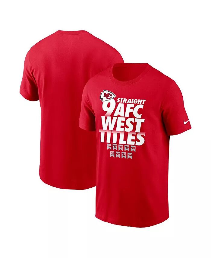 

Мужская красная футболка Kansas City Chiefs Nine-Straight AFC West Division Champions Our Time Is Now Nike