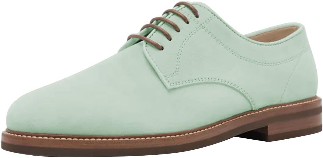 

Мужские оксфорды FSJ с закрытым носком, шнуровкой, низким каблуком, декоративной перфорацией, красивые светлые повседневные туфли, размер 4-16 US, зеленый