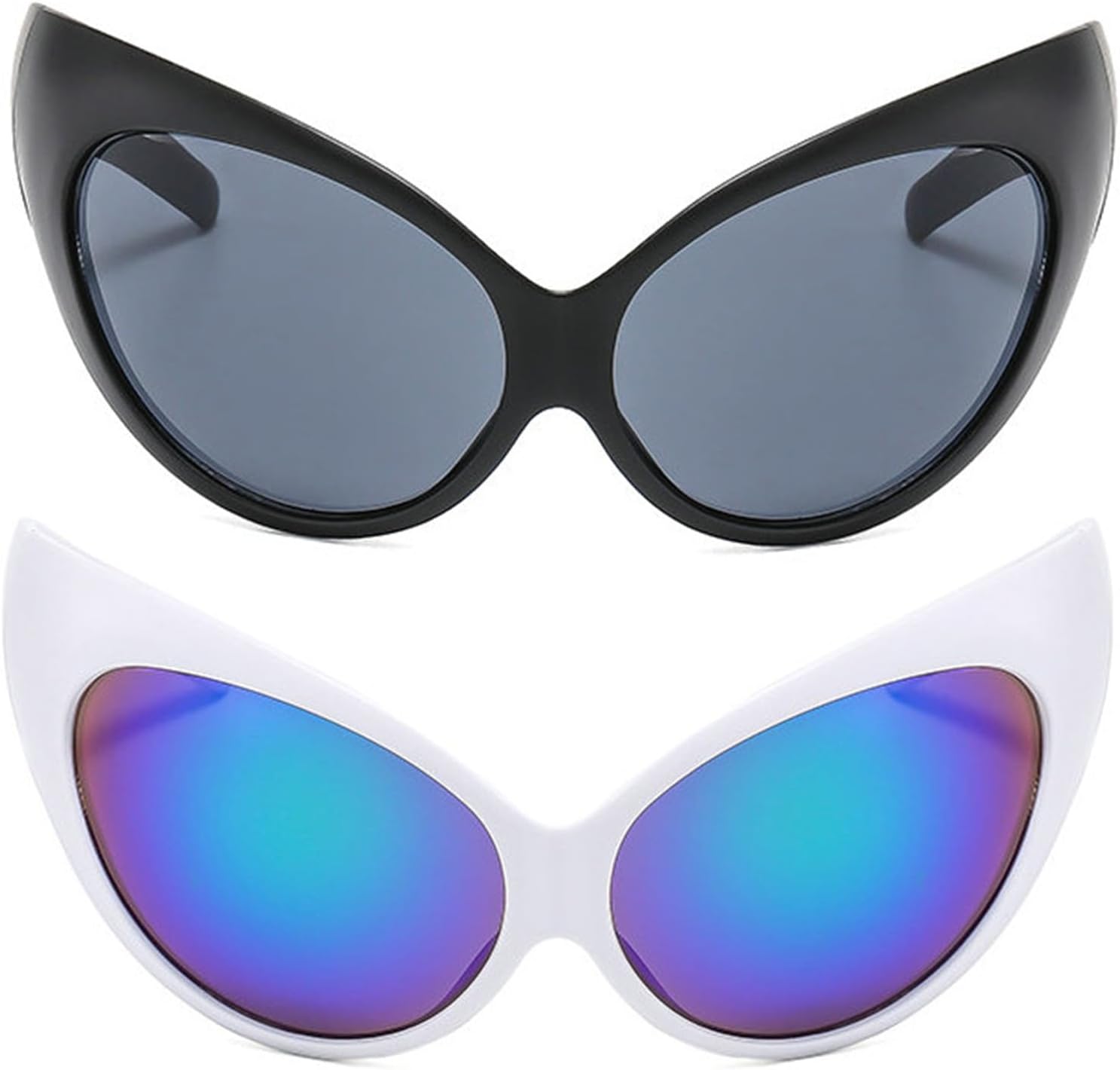 

Солнцезащитные очки «кошачий глаз» Helena 2023 Y2K для мужчин, винтажные, в большой оправе, для верховой езды, спортивные, футуристические солнцезащитные очки для женщин, Black+white