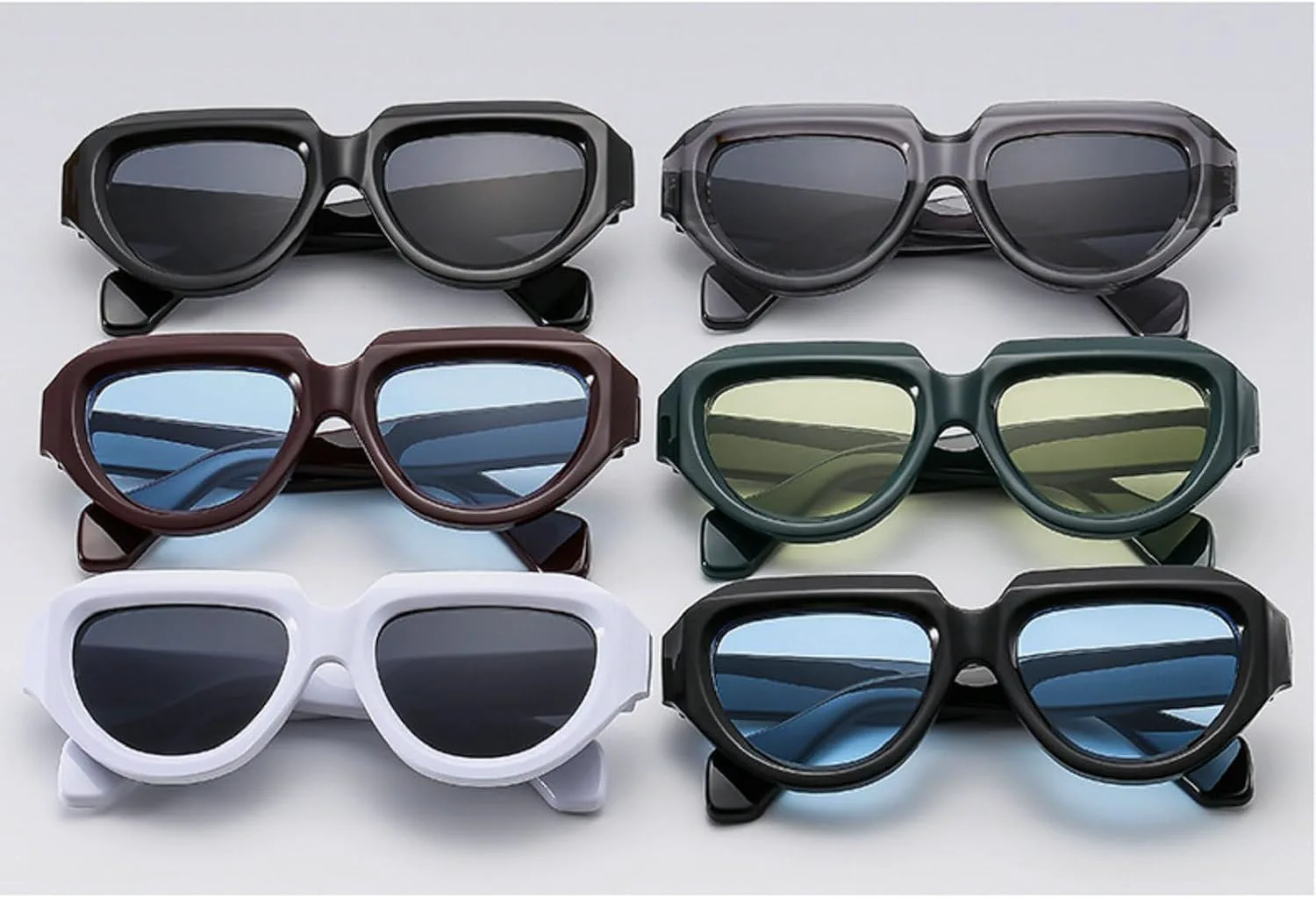 

Модные женские квадратные солнцезащитные очки в винтажном стиле, многоугольные солнцезащитные очки, стильные прямоугольные мужские очки UV400 3782 Melrose, White