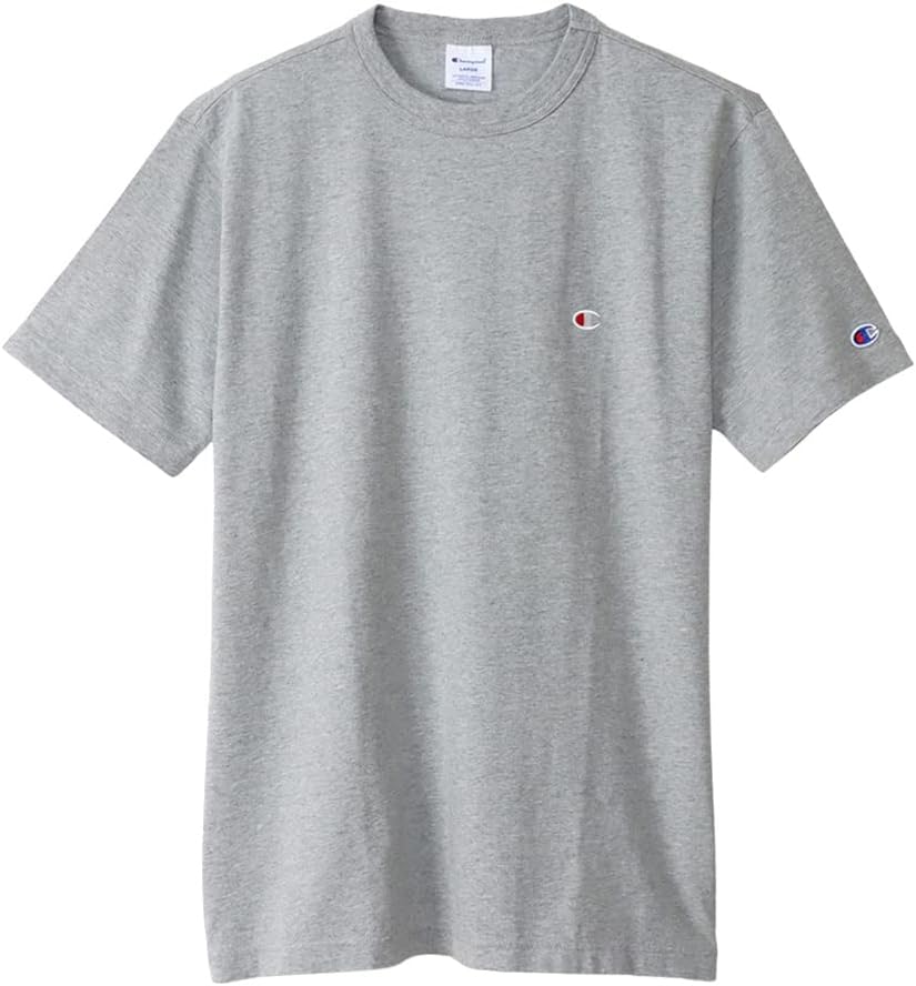 

Мужская футболка Champion C3-X352 с коротким рукавом, круглый вырез, 100% хлопок, вышивка, логотип One Point, футболка с коротким рукавом, базовый стиль, серый