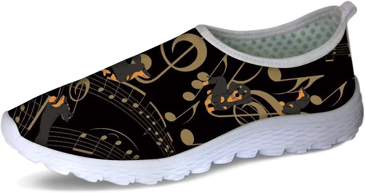 

Женские прогулочные кроссовки Forchrinse Music Note, мужские слипоны GO Walk с мягкой сеткой, легкая рабочая обувь, Dachshund Music Note