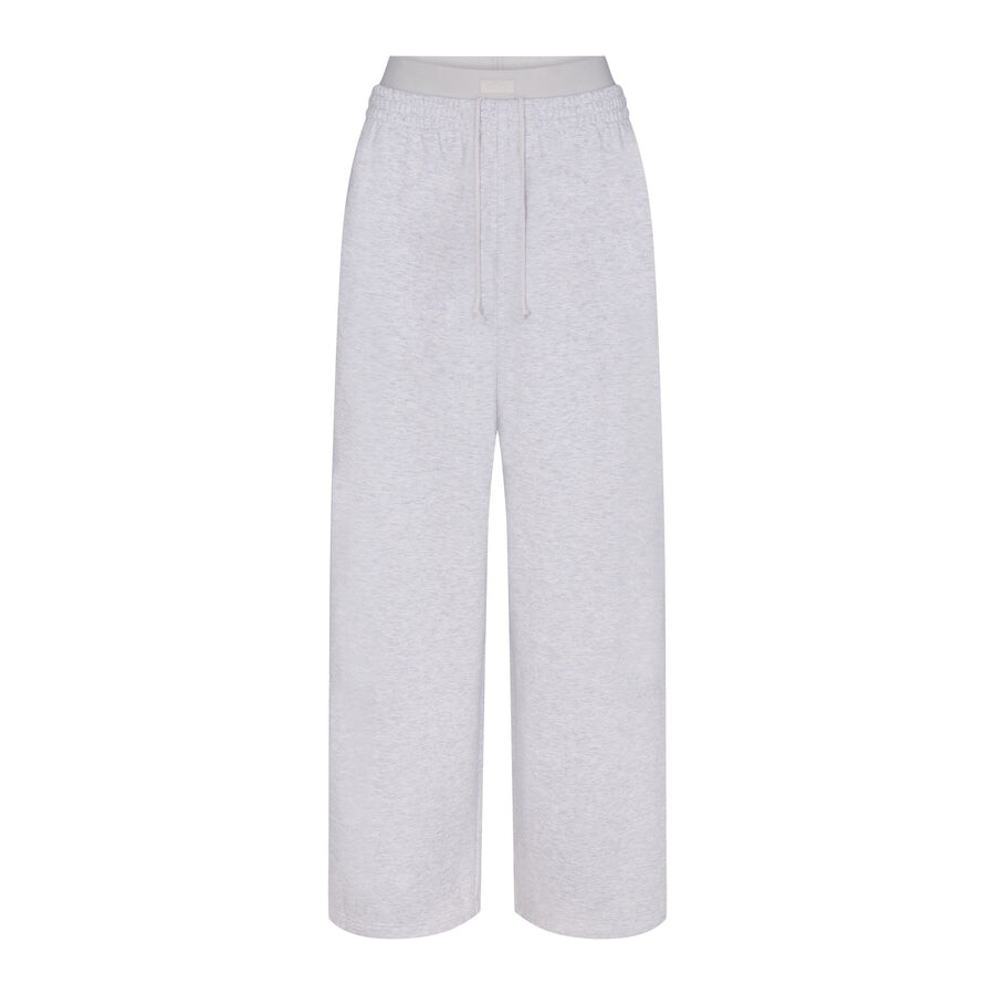 

Брюки оверсайз с двойным поясом SKIMS Cotton Fleece, цвет Light Heather Grey