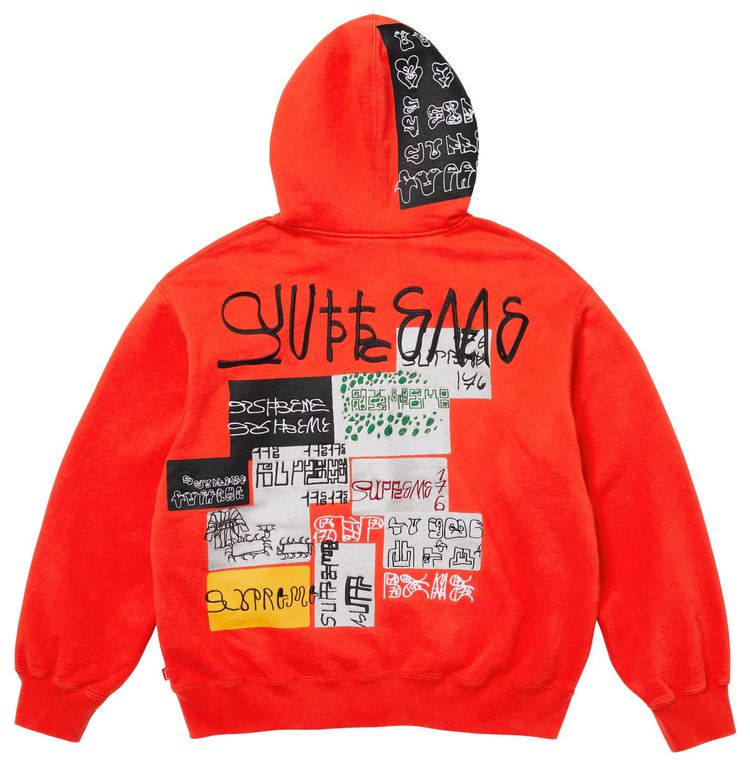 Толстовка Supreme 176 на молнии с капюшоном, ярко-оранжевого цвета — фото 2