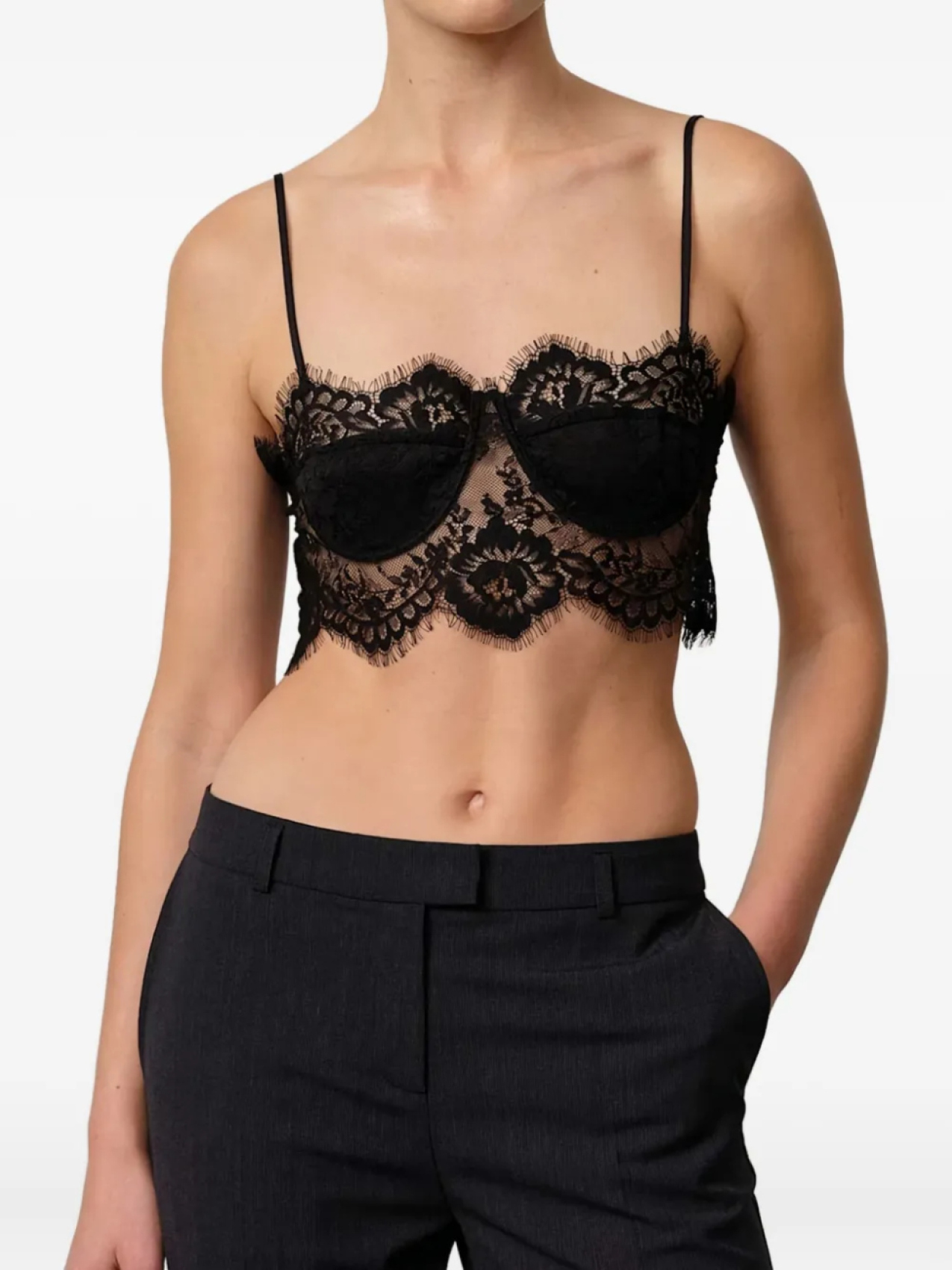 

HERSKIND Lilly топ с кружевной отделкой, черный