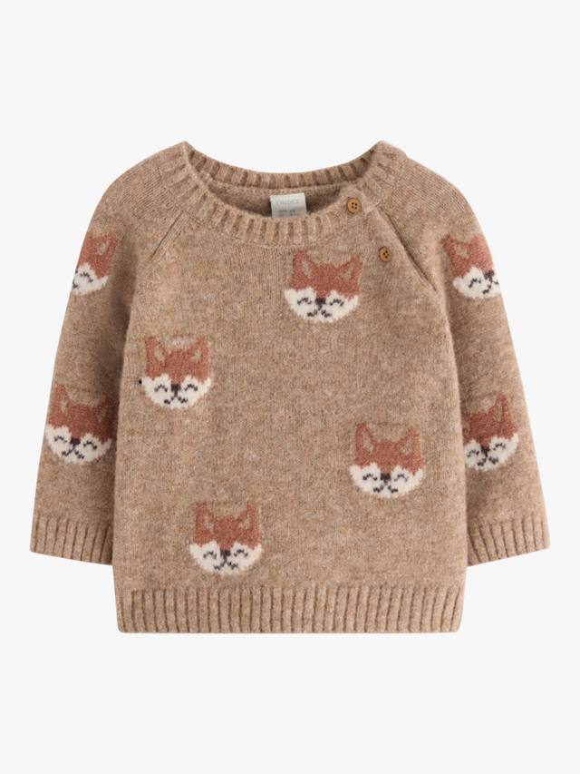 

Детский вязаный свитер с лисой Lindex, Beige Melange