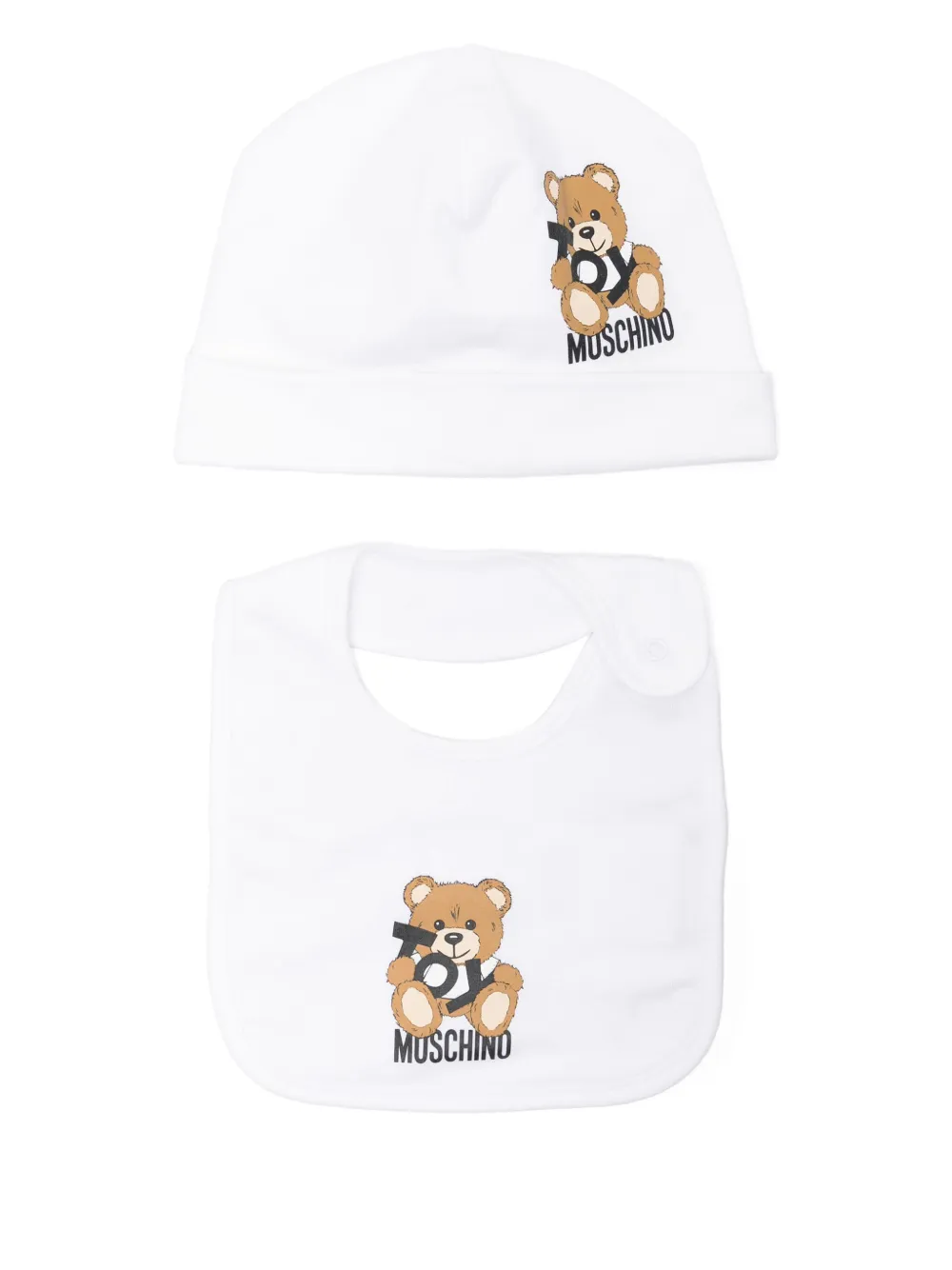 

Шапка бини с принтом Teddy Bear Moschino Kids, белый