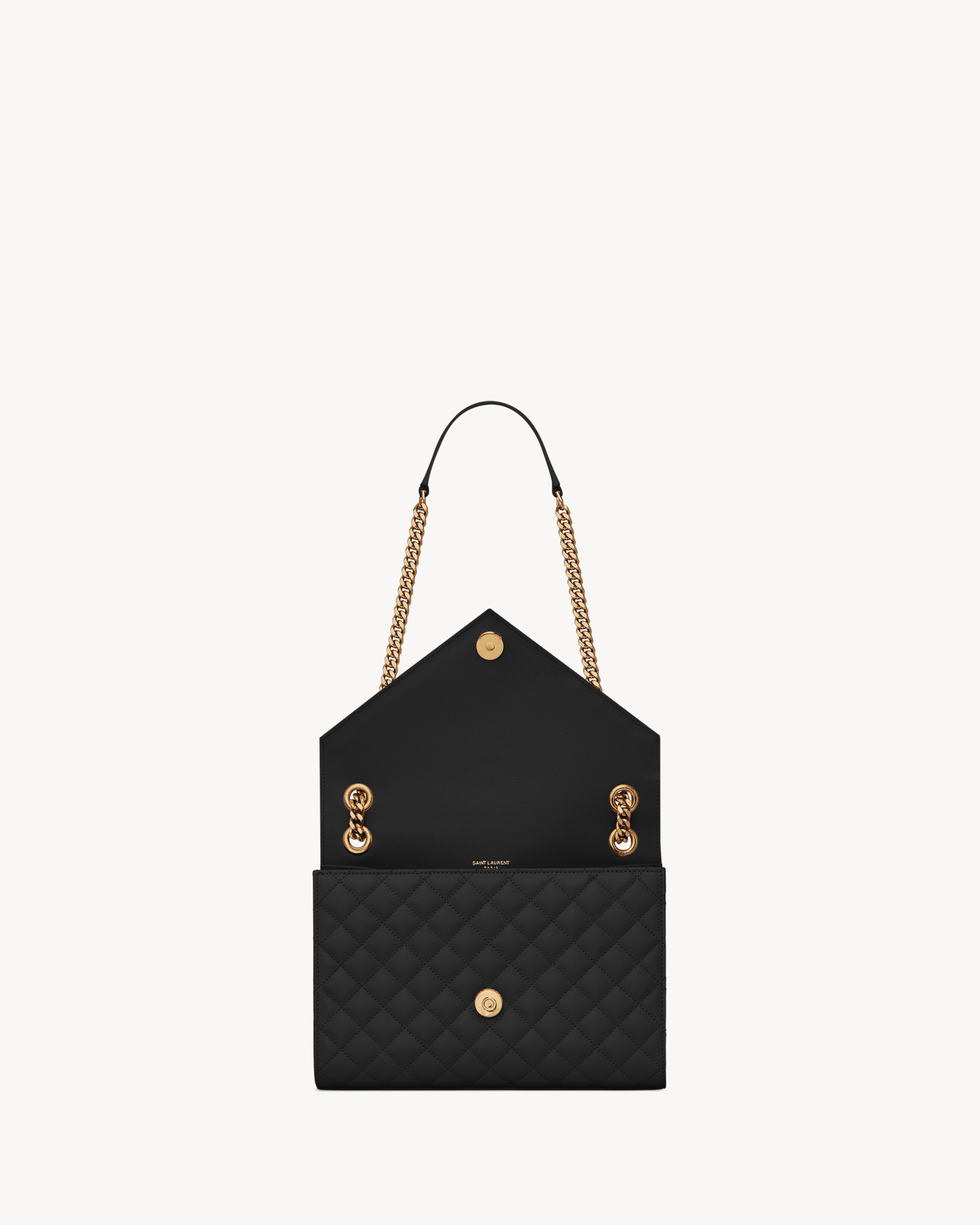 Сумка Envelope Medium из стеганой кожи с тиснением Grain de Poudre Saint Laurent, черный — фото 4