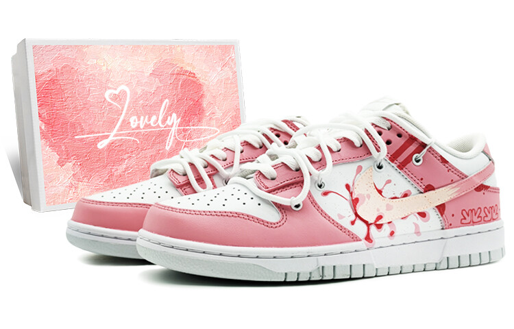 

Кроссовки Nike Dunk Skateboard Shoes Women's Low-Top White Pink, Розовый, Кроссовки Nike Dunk Skateboard Shoes Women's Low-Top White Pink