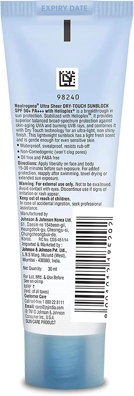 Солнцезащитный крем Ultra Sheer Dry Touch SPF 50+ Neutrogena 30 мл — фото 2