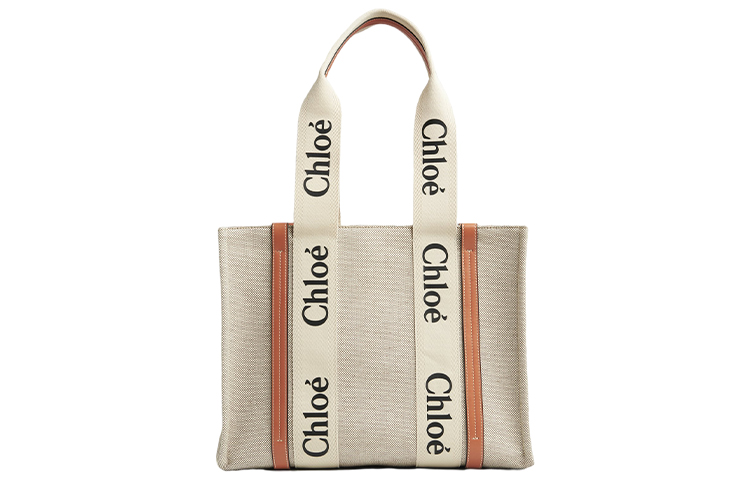 

Сумка-шоппер Chloe Woody Webbing Patchwork Smooth Finish Calfskin, сумка через плечо, женская сумка среднего размера Chloé