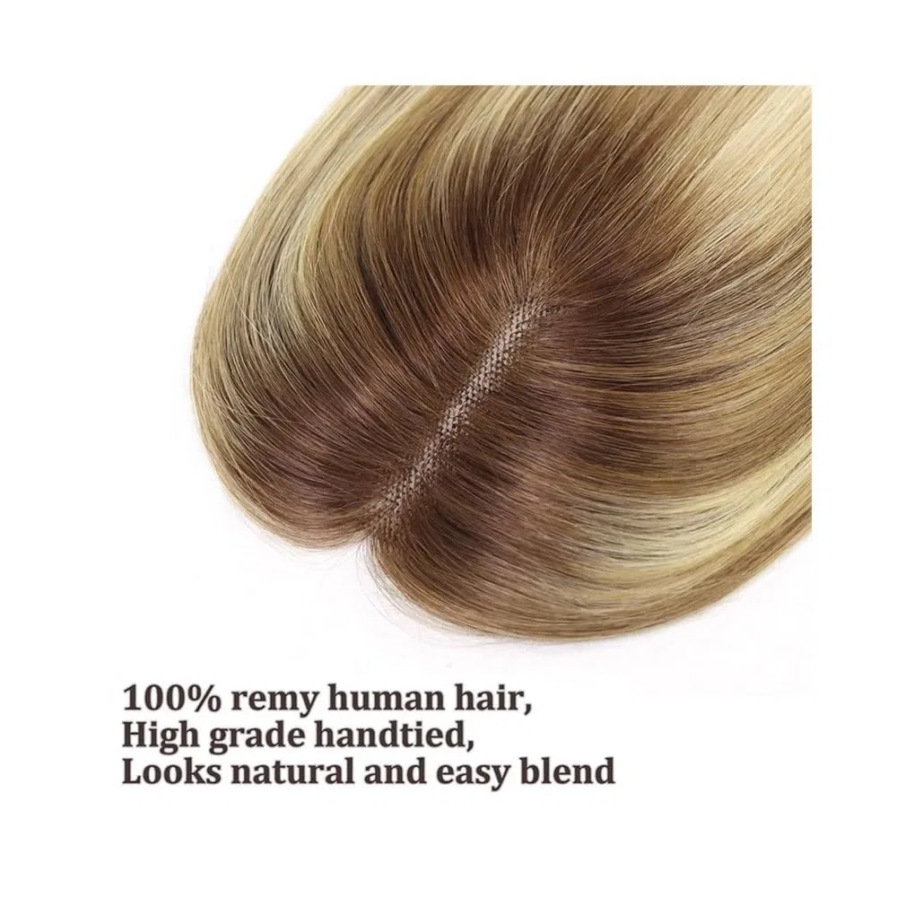 Накладка для волос из натуральных волос с челкой Generisch, Brown Highlight Blonde — фото 4