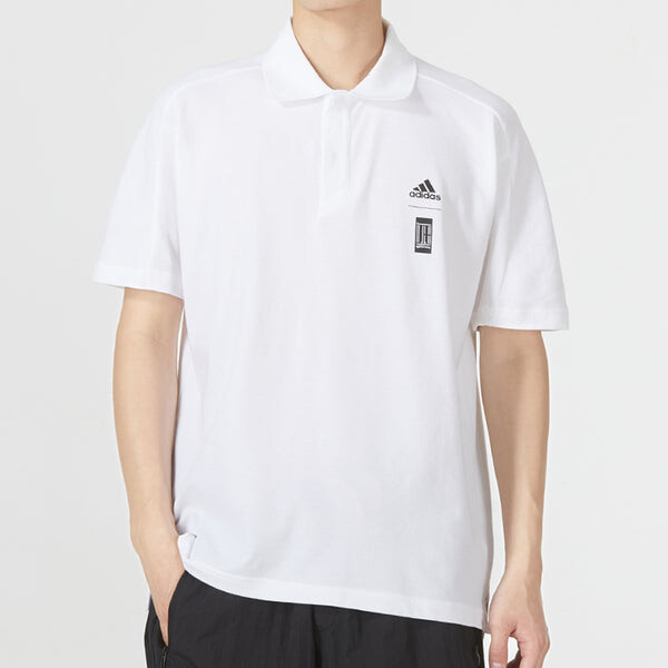 Футболка adidas Wj Solid Color Logo Micro Mark Athleisure Casual Sports Short Sleeve Polo Shirt White, мультиколор — фото 3