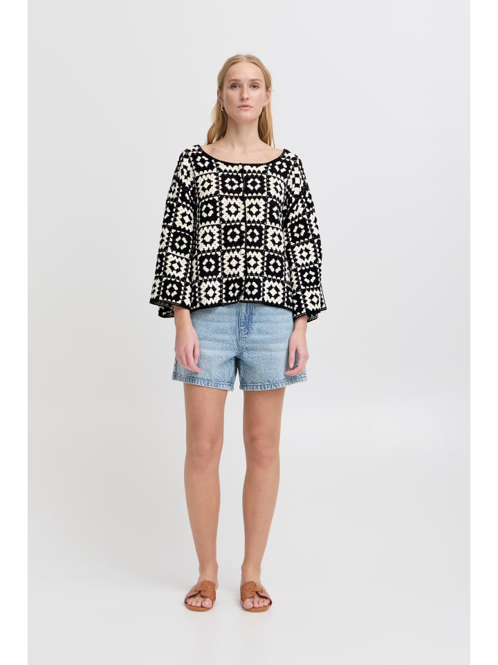 

ICHI Кардиган IHBANDIE свободного кроя, цвет «березовый» с черными вставками