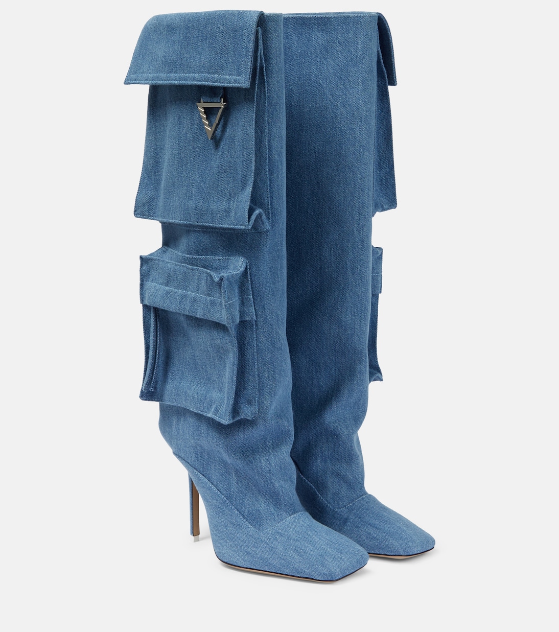 Сапоги из денима Sienna Tube до колена The Attico, Denim Washed