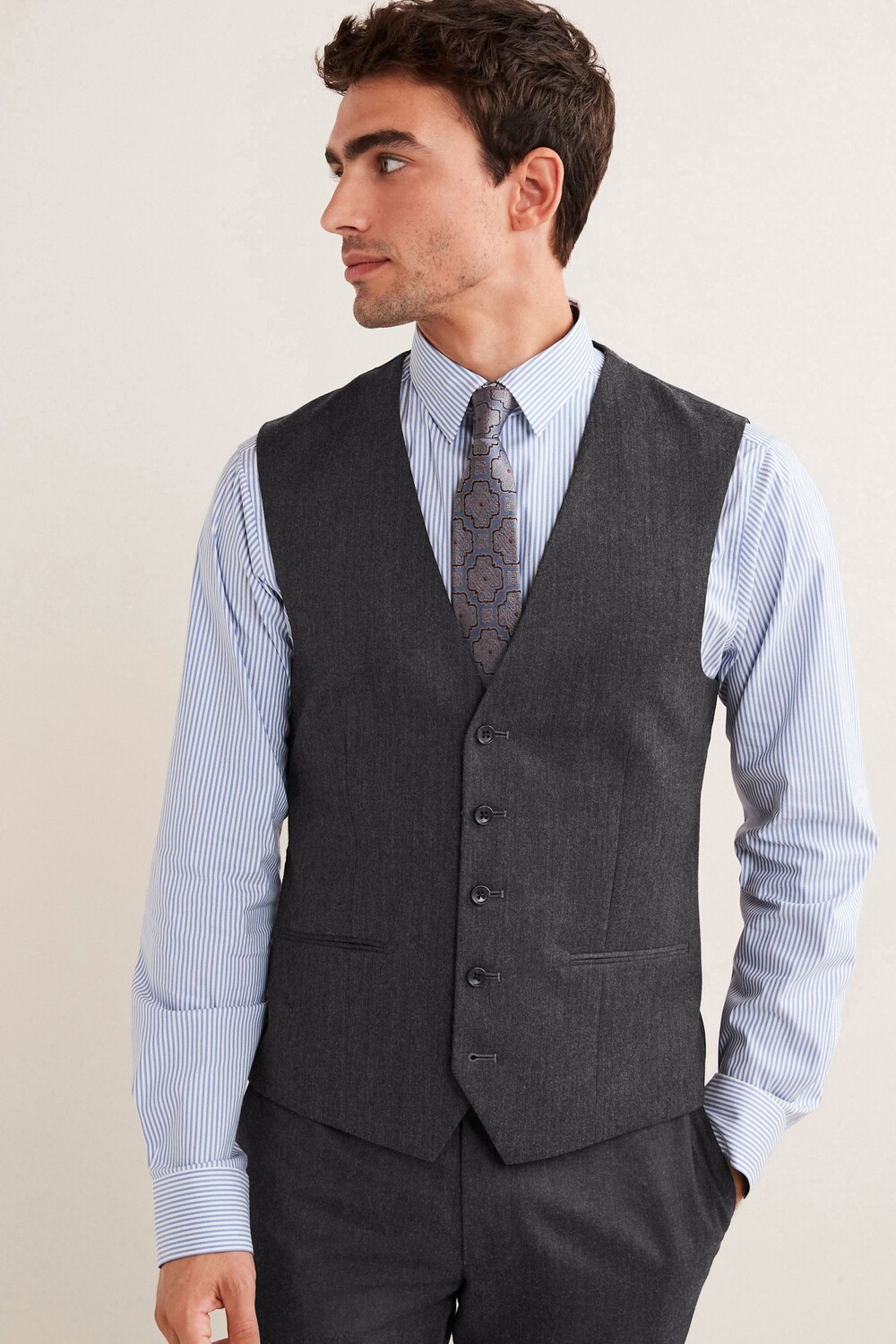 

Фланелевой костюм с полушерстяным жилетом Next, серый