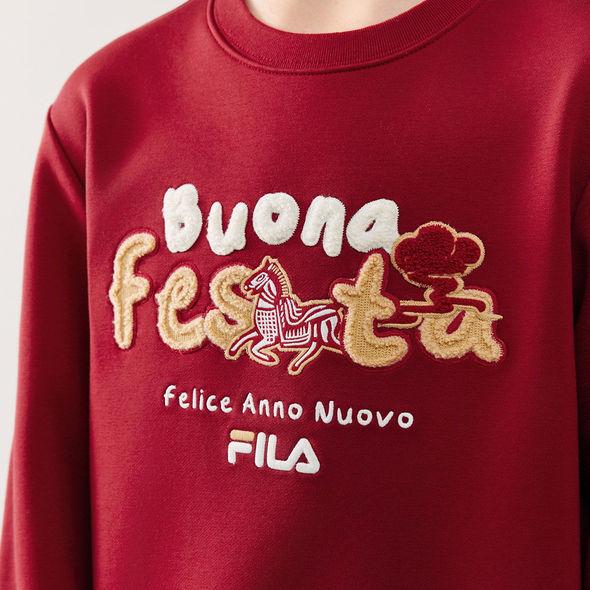 Толстовки с круглым вырезом, средней толщины Fila Kids, rhythm красный — фото 3
