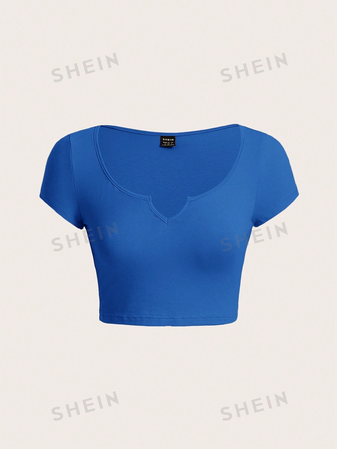 

Футболка короткая женская Shein Basics укороченная, синий